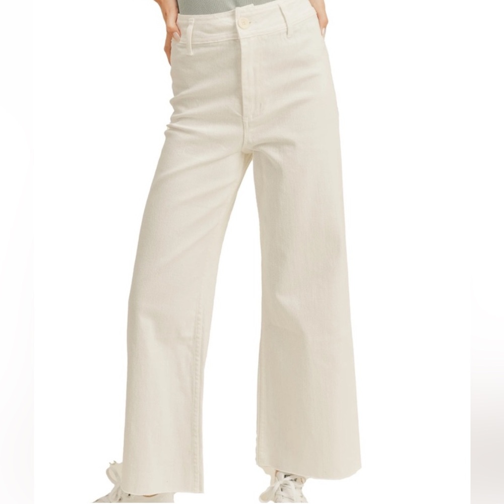 Miou Muse High Waist Wide Leg Pants Size M White Ivory